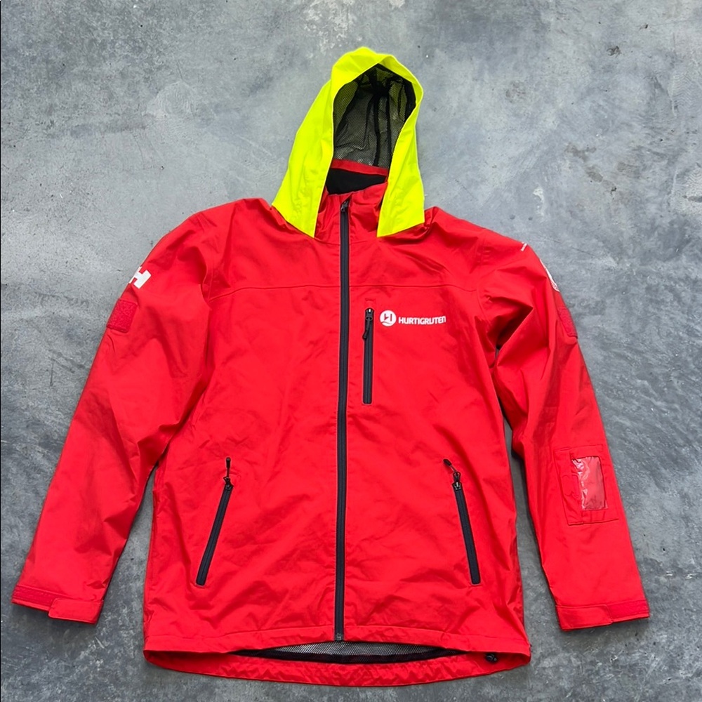 Helly Hansen Bright Red Jacket with Neon Yellow Hood